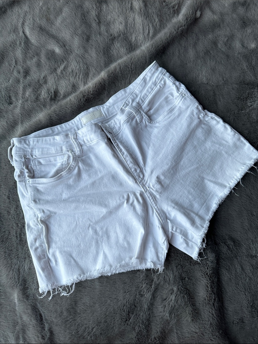 Kut from the Kloth White Frayed Hem Denim Shorts